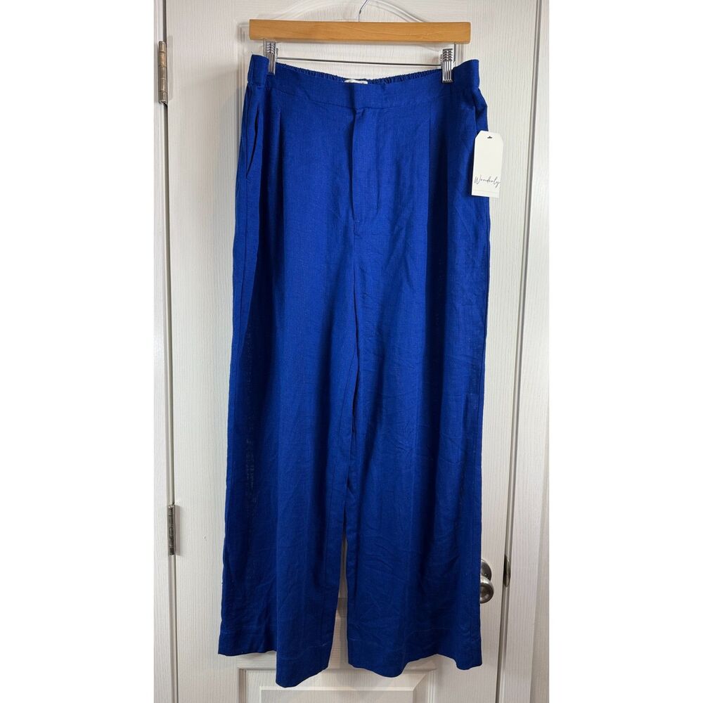 Wonderly Women's Celeb Blue Crop Pants Linen Rayon Blend Size XL NWT